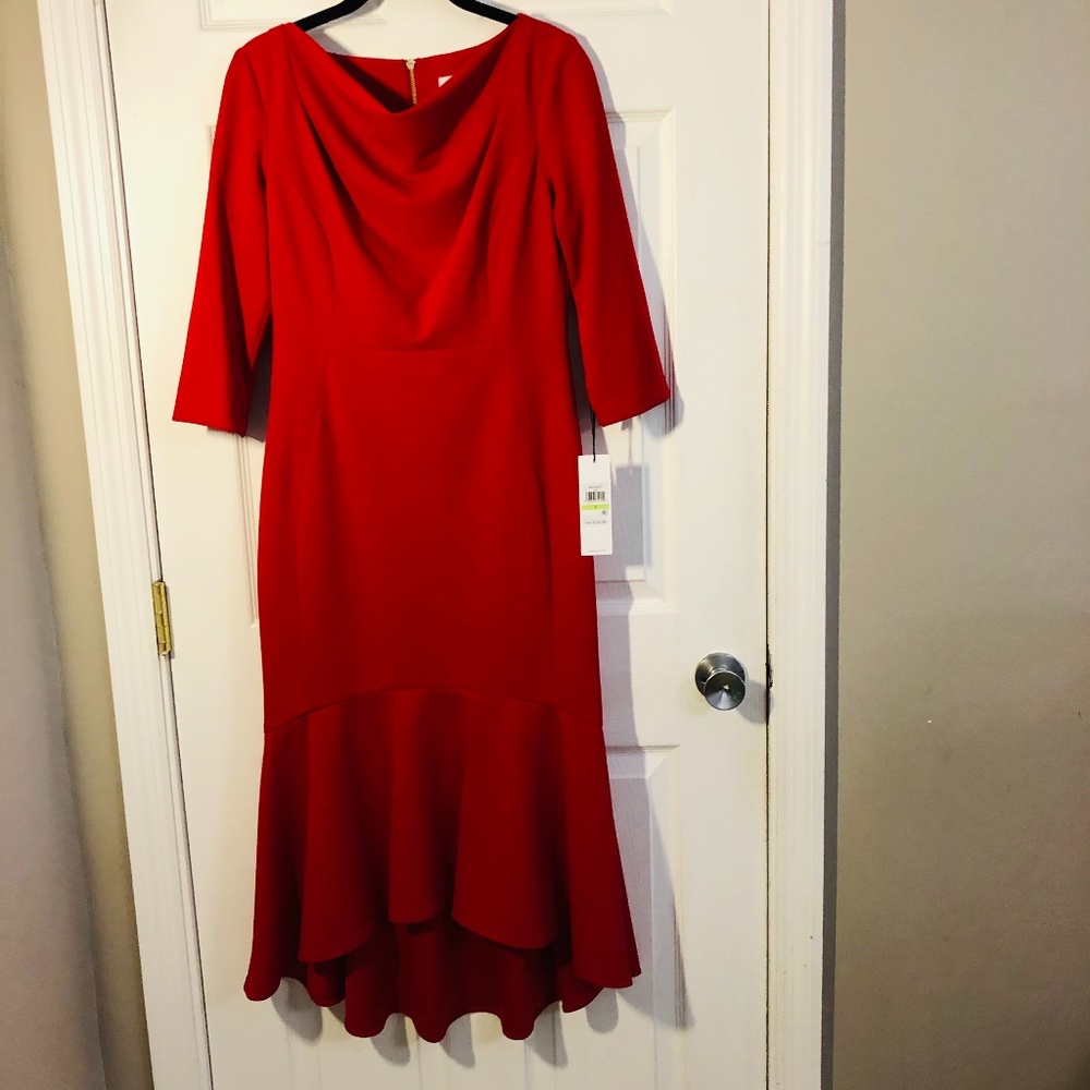 Calvin Klein Long Sleeve Red Dress NWT